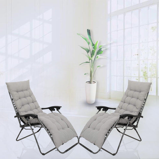Zero Gravity Folding Chairs - 2 Pack with Padded Cushions and Non-Slip Base - XEO Home