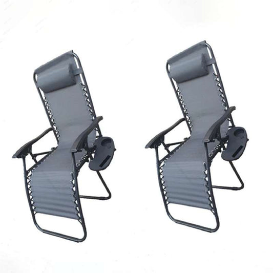 2 PCS Zero Gravity Folding Lounge Beach Chairs Outdoor Recliner