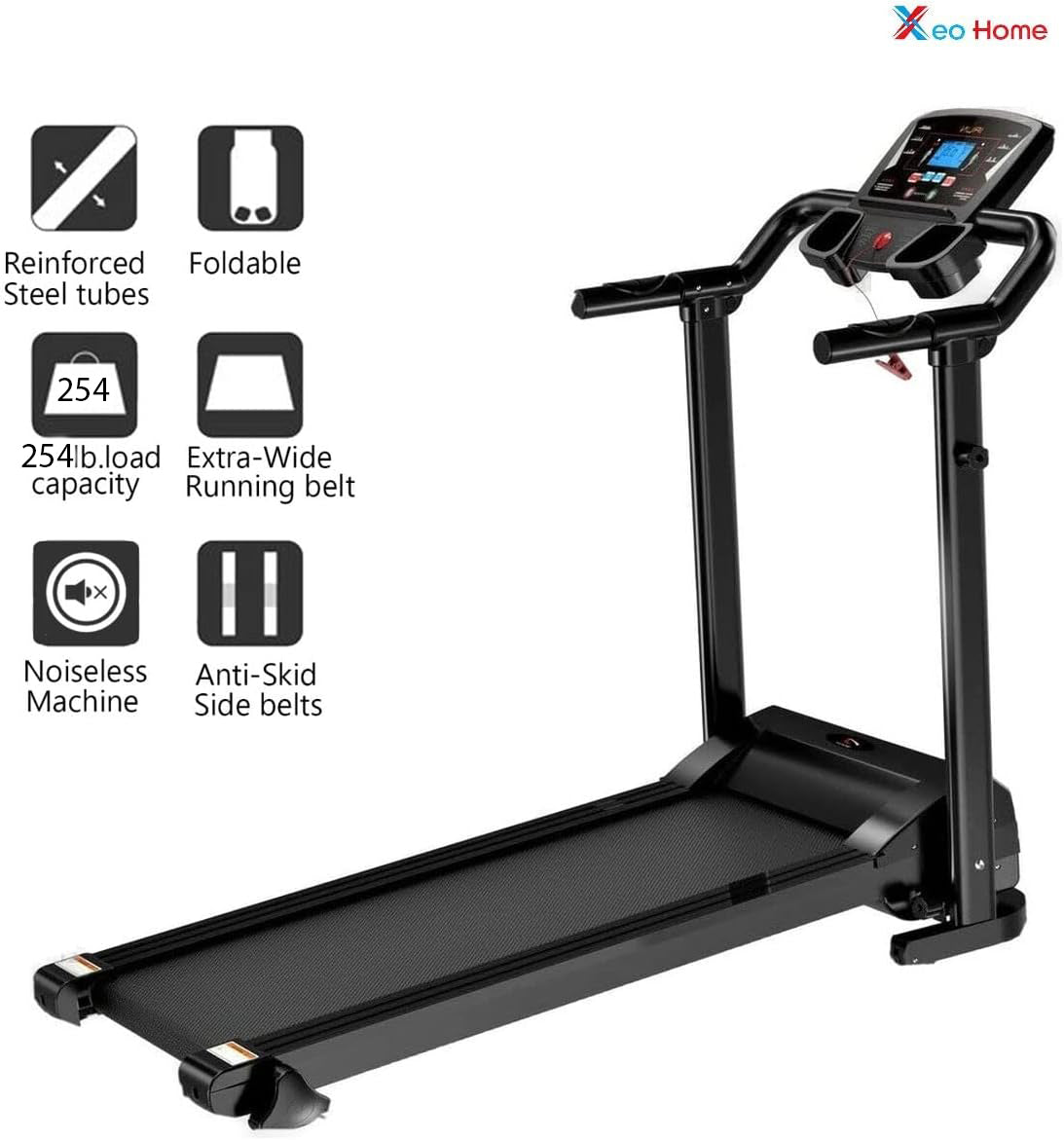 Foldable Electric Treadmill for Home – 12km/h Running & Walking Machine with 9% Manual Incline, Home Gym Fitness Equipment with Cup Holder
