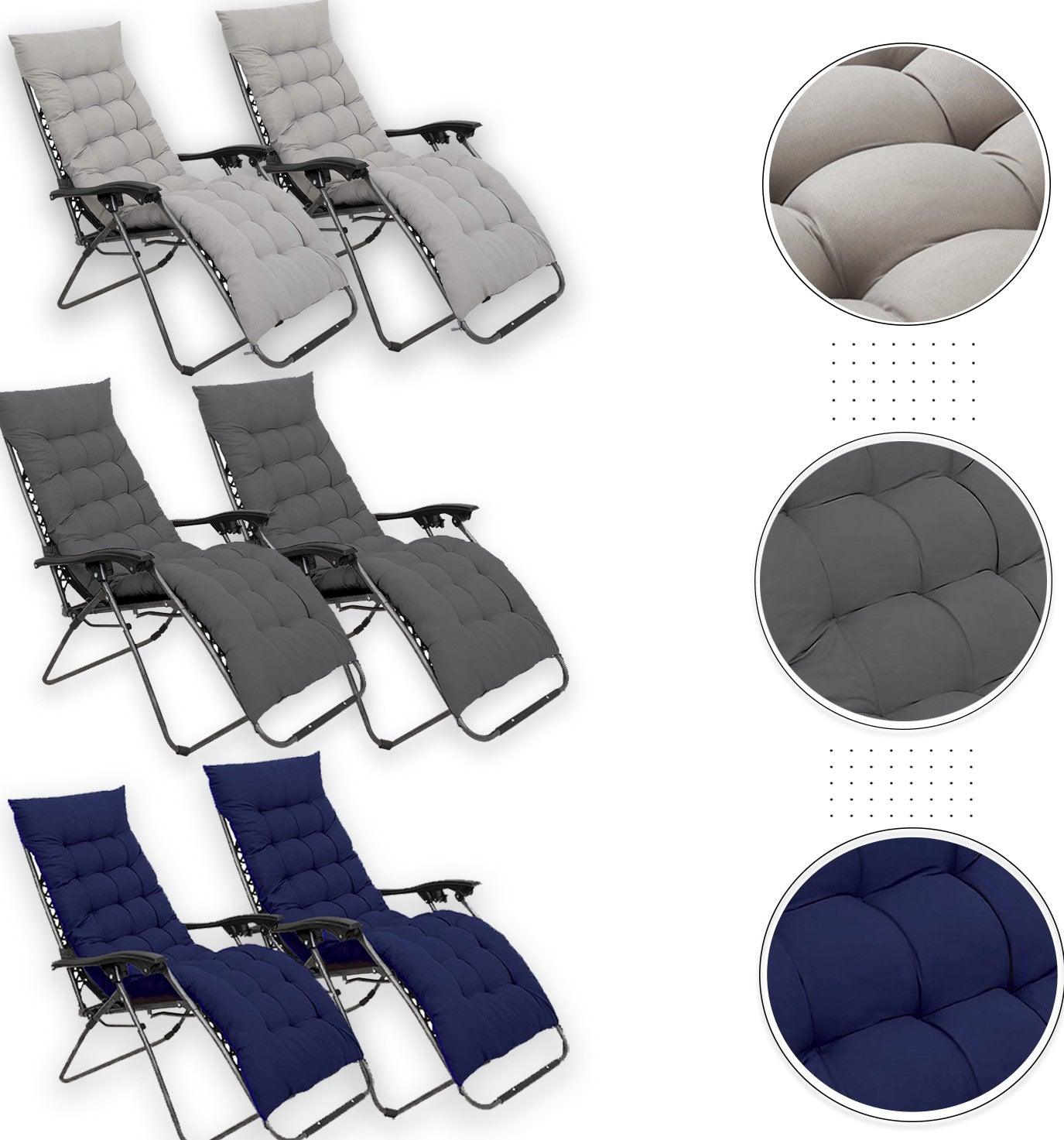 Zero Gravity Folding Chairs - 2 Pack with Padded Cushions and Non-Slip Base - XEO Home